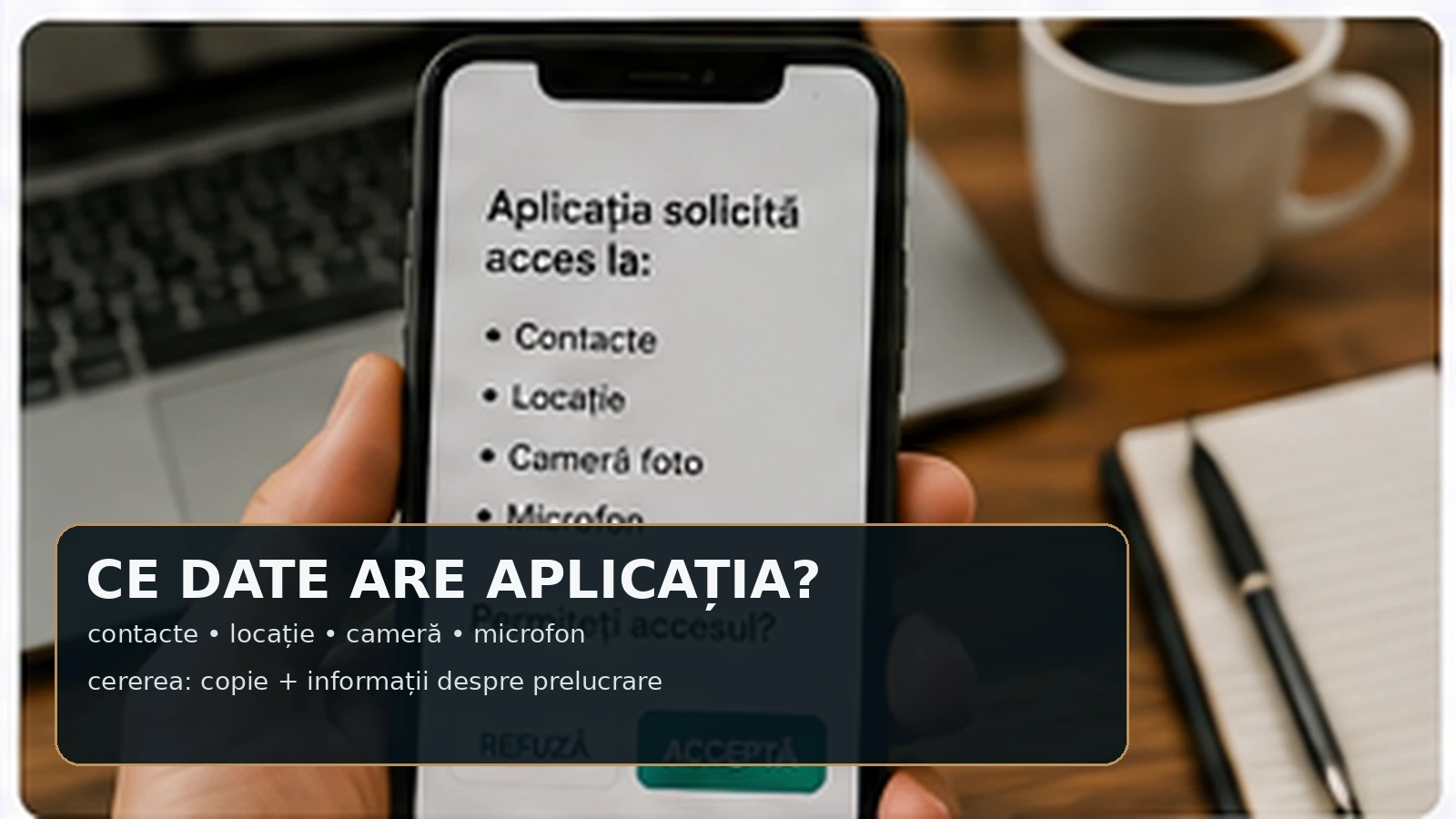 Telefon care arată permisiunile cerute de o aplicație