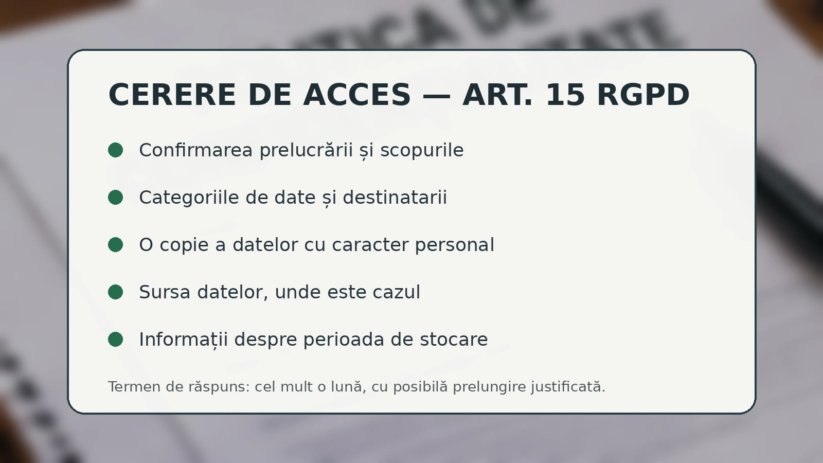 Cerere de acces întocmită în limba română